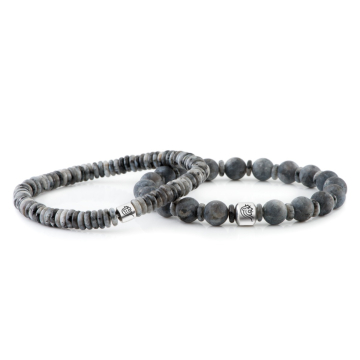 Edelstein Armband Joe - Grau - 8mm und 6mm Labradorit