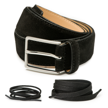 Herrengürtel Bobby aus Wildleder & Klassische & Sportschuh-Schnürsenkel - Set