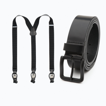 Schwarze Hosenträger - 4cm breit & Lange schwarze Herrengürtel Jack XXL – 4cm breit