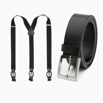 Schwarze Hosenträger - 4cm breit & Lange schwarze Herrengürtel Shane XXL – 4cm breit