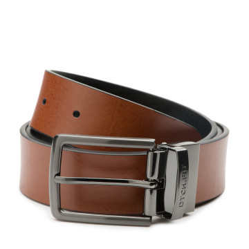 DTCH.FIT Wendegürtel aus Leder Connor Schwarz & Cognac - verstellbare Schnalle in Rotguss - 3,5cm breit