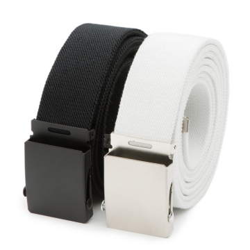 DTCH.FIT Elastischer Gürtel mit Plattenschnalle Nick XXL - 2er-pack: Schwarz & Weiß - 4cm breit – 120-170cm verstellbare Länge