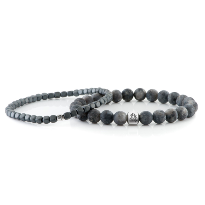 Edelstein Armband Luke - Grau - 8mm Labradorit und 4mm Hematit main product photo