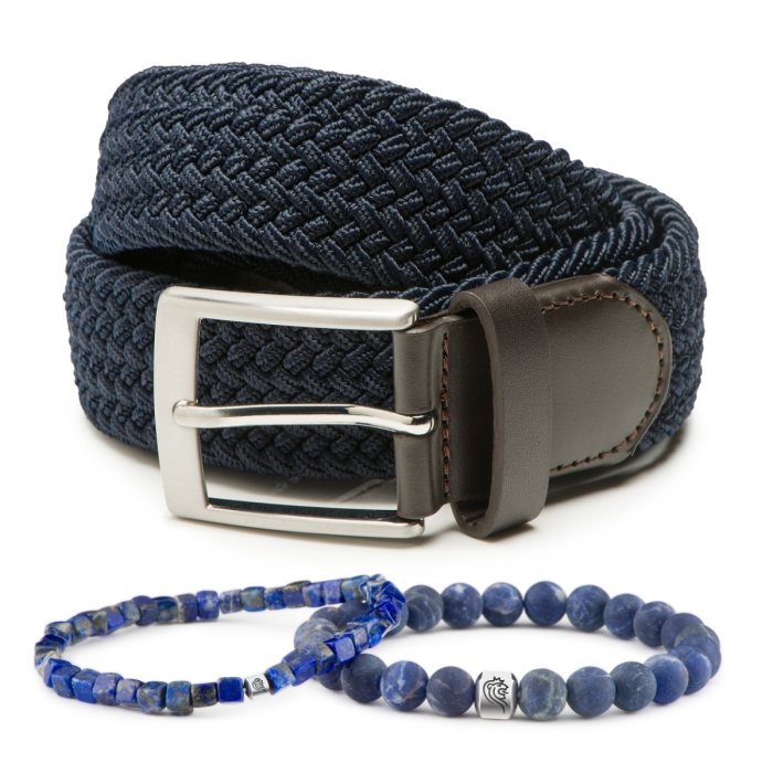Edelstein Armband Paul & Herrengürtel Mylo Elastisch - Blau main product photo