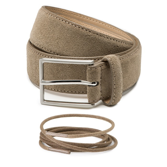 Herrengürtel Bobby aus Wildleder & Klassische Schnürsenkel - Set - Taupe main product photo